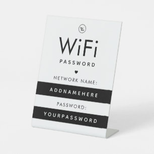 WiFi-wachtwoordcode Internet Network Logo & hart Reclamebord Met Voetstuk