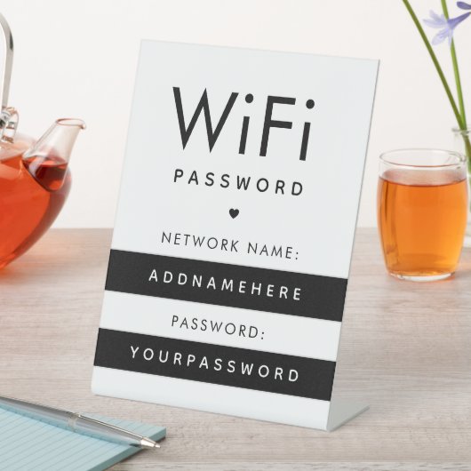 WiFi-wachtwoordcode Internet Network Striped Heart Reclamebord Met Voetstuk (Insitu)