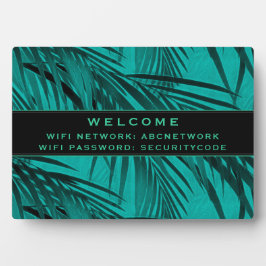 Wifi Wachtwoordcode | Turquoise Palm Leaves Fotoplaat