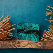 Wifi Wachtwoordcode | Turquoise Palm Leaves Fotoplaat (Zijkant)