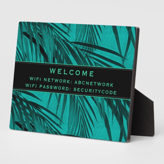 Wifi Wachtwoordcode | Turquoise Palm Leaves Fotoplaat (Zijkant)