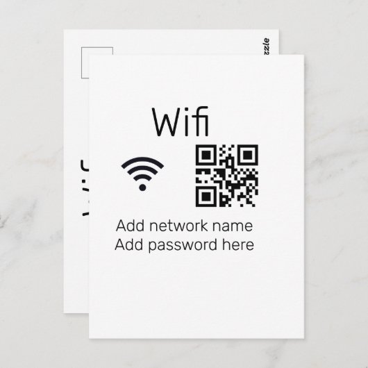 Wifi-wachtwoordteken voeg hier de Q R-code toe Briefkaart (Voorkant / Achterkant)