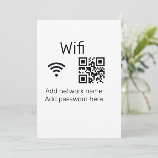 Wifi-wachtwoordteken voeg hier de Q R-code toe Feestdagenkaart (Staand voorkant)