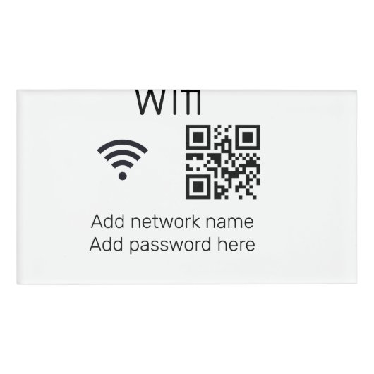Wifi-wachtwoordteken voeg hier de Q R-code toe Naambadge (Voorkant)