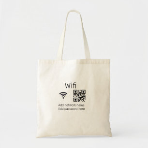 Wifi-wachtwoordteken voeg hier de Q R-code toe Tote Bag