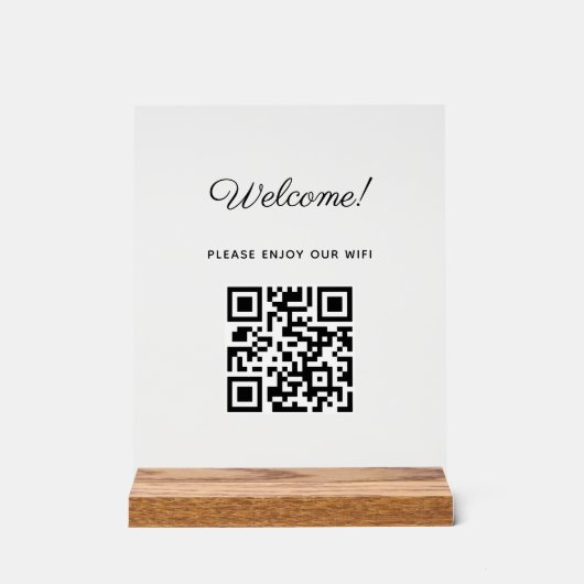 WIFI Welkom Acryl Teken met QR Code Bord (Voorkant)