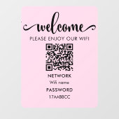 WIFI Welkomst QR-code | Geniet van onze Wifi Roze Raamsticker (Vel)