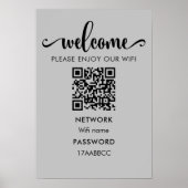 WIFI welkomstQR-code | Geniet van onze Wifi Grey Poster (Voorkant)