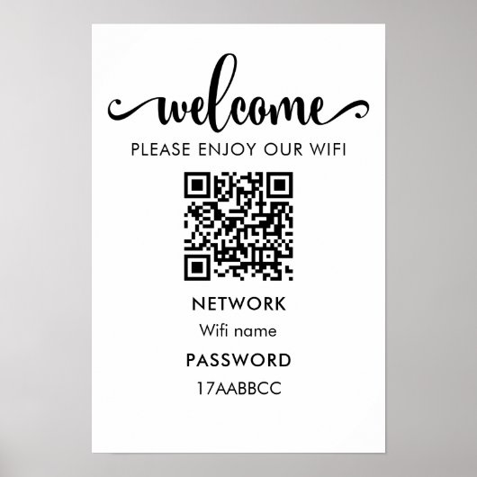 WIFI welkomstQR-code | Geniet van onze WiFi Poster (Voorkant)