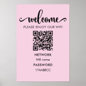 WIFI welkomstQR-code | Geniet van onze WiFi-roze Poster (Voorkant)
