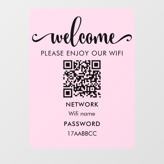 WIFI welkomstQR-code | Geniet van onze WiFi-roze Raamsticker (Vel)