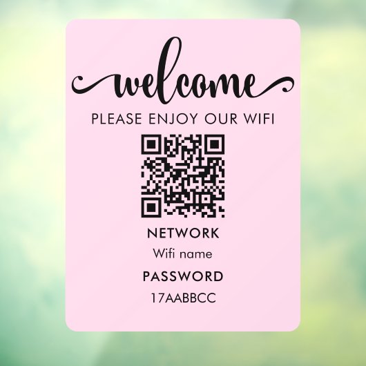WIFI welkomstQR-code | Geniet van onze WiFi-roze Raamsticker (Vel 3)