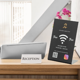 Wifi zakelijk logo qr code instagram zwart reclamebord met voetstuk