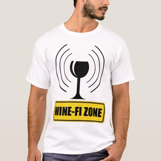 WiFi-zone Funny Wine Glass WiFi Waves T-shirt (Voorkant)