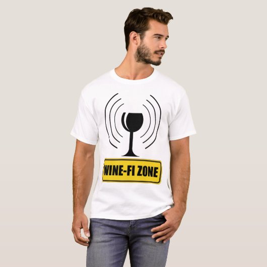 WiFi-zone Funny Wine Glass WiFi Waves T-shirt (Voorkant volledig)