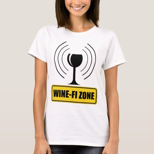WiFi-zone Funny Wine Glass WiFi Waves T-shirt (Voorkant)