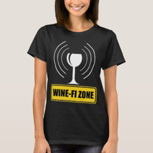 WiFi-zone Funny Wine Glass WiFi Waves T-shirt