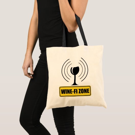 WiFi-zone Funny Wine Glass WiFi Waves Tote Bag (Voorkant (product))
