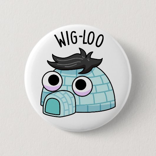 Wig-loo Funny Igloo Pun Ronde Button 5,7 Cm (Voorkant)