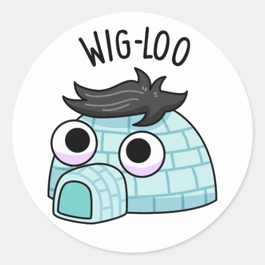Wig-loo Funny Igloo Pun Ronde Sticker (Voorkant)