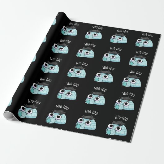 Wig-loo Grappige Iglopun Donkere BG Cadeaupapier (Uitgerold)