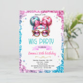 Wig party invitation  kaart (Staand voorkant)