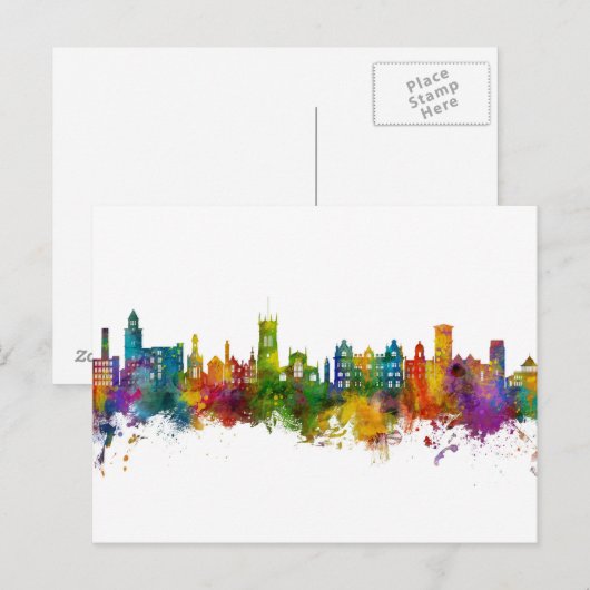 Wigan England Skyline Briefkaart (Voorkant / Achterkant)