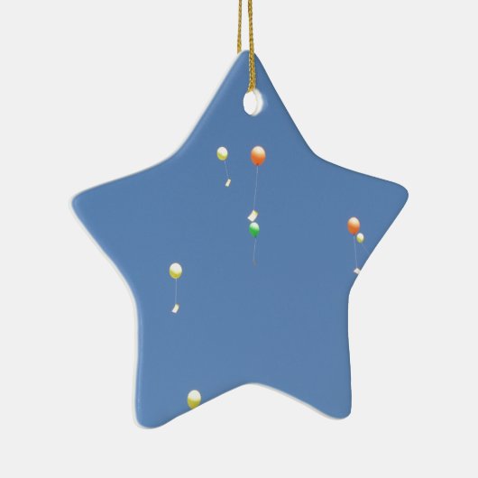 Wige ballonnen in de blauwe hemel keramisch ornament (Rechts)