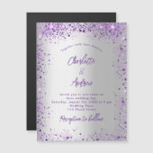 Wigende zilverviolette paarse glans luxe magnetische uitnodiging (Voorkant / Achterkant)