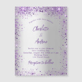 Wigende zilverviolette paarse glans luxe magnetische uitnodiging (Voorkant)