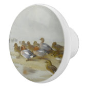 Wigeon en Blauwgroen door de waterkant, Art Keramische Knop (Rechts)