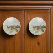 Wigeon en Blauwgroen door de waterkant, Art Keramische Knop