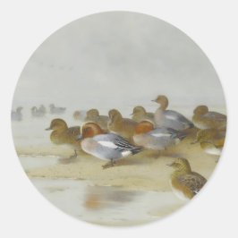 Wigeon en Blauwgroen door de waterkant, Art Ronde Sticker