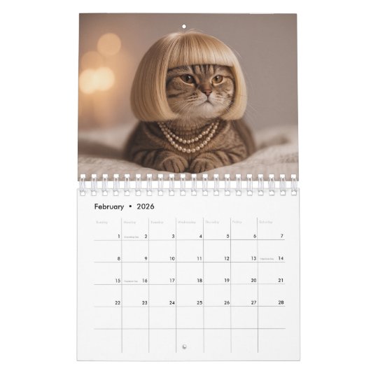 Wigged out Cat Kalender (Feb 2026)