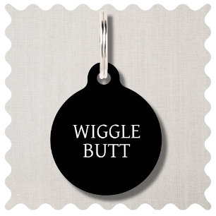 Wiggle Butt Grappige Zwarte Hond Ronde Pet Tag Huisdierpenning