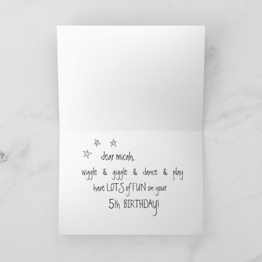 Wiggle n Giggle Fun 5e Verjaardag Wenskaart Kaart (Binnen)