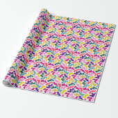 ‘wiggle wiggle’ retro multikleur mat cadeau cadeaupapier (Uitgerold)