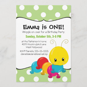 Wiggle Worm eerste verjaardagsfeestje Kaart