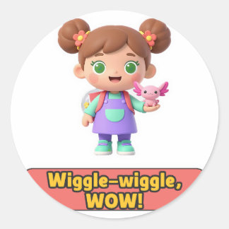 Wiggle Wow Grappige Kindersticker Ronde Sticker