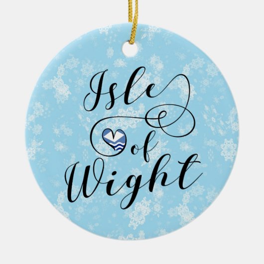 Wight Flag in Heart Keramisch Ornament (Voorkant)