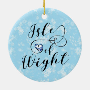 Wight Flag in Heart Keramisch Ornament