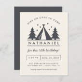 Wigwam in de bossen verjaardagsfeestje uitnodiging (Voorkant / Achterkant)