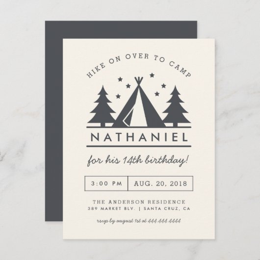 Wigwam in de bossen verjaardagsfeestje uitnodiging (Voorkant / Achterkant)