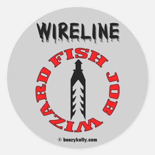 Wiireline Fish Job Wizard, Olieveld Sticker, Oliep Ronde Sticker (Voorkant)