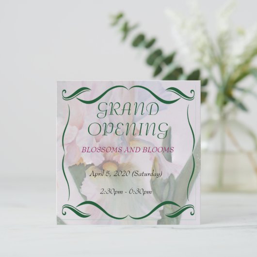 WIITE IRIS WATERVERF STROOMGROEP OPENEN INVITE KAART (Staand voorkant)