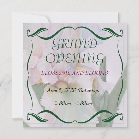 WIITE IRIS WATERVERF STROOMGROEP OPENEN INVITE KAART (Voorkant)