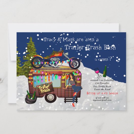 WIITE TRASH BASH Fun Party Kaart (Voorkant)