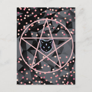 WiizyWitch Magic Witch Cosmic Cat Pentacle Magick Briefkaart