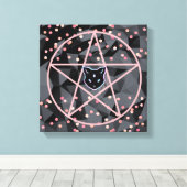 WiizyWitch Magic Witch Cosmic Cat Pentacle Magick Canvas Afdruk (Insitu (Houten vloer))