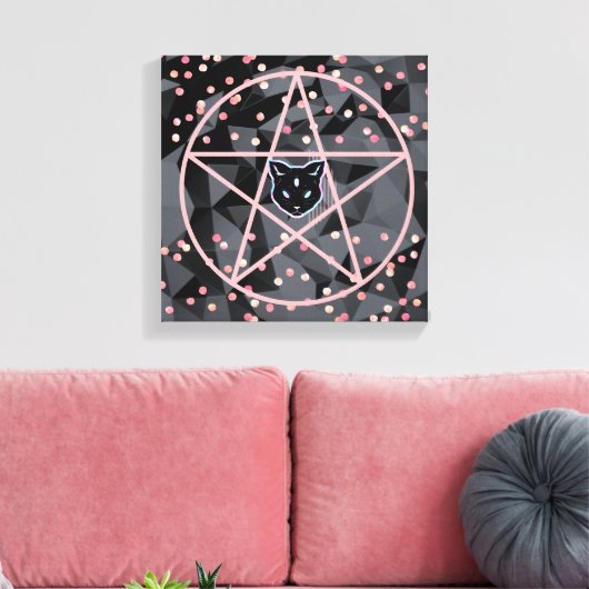 WiizyWitch Magic Witch Cosmic Cat Pentacle Magick Canvas Afdruk (Insitu (Woonkamer))